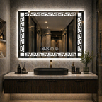 Oglindă LED Premium pentru Baie 80x60 cm Iluminare 3 Culori Ceas si Antiaburire