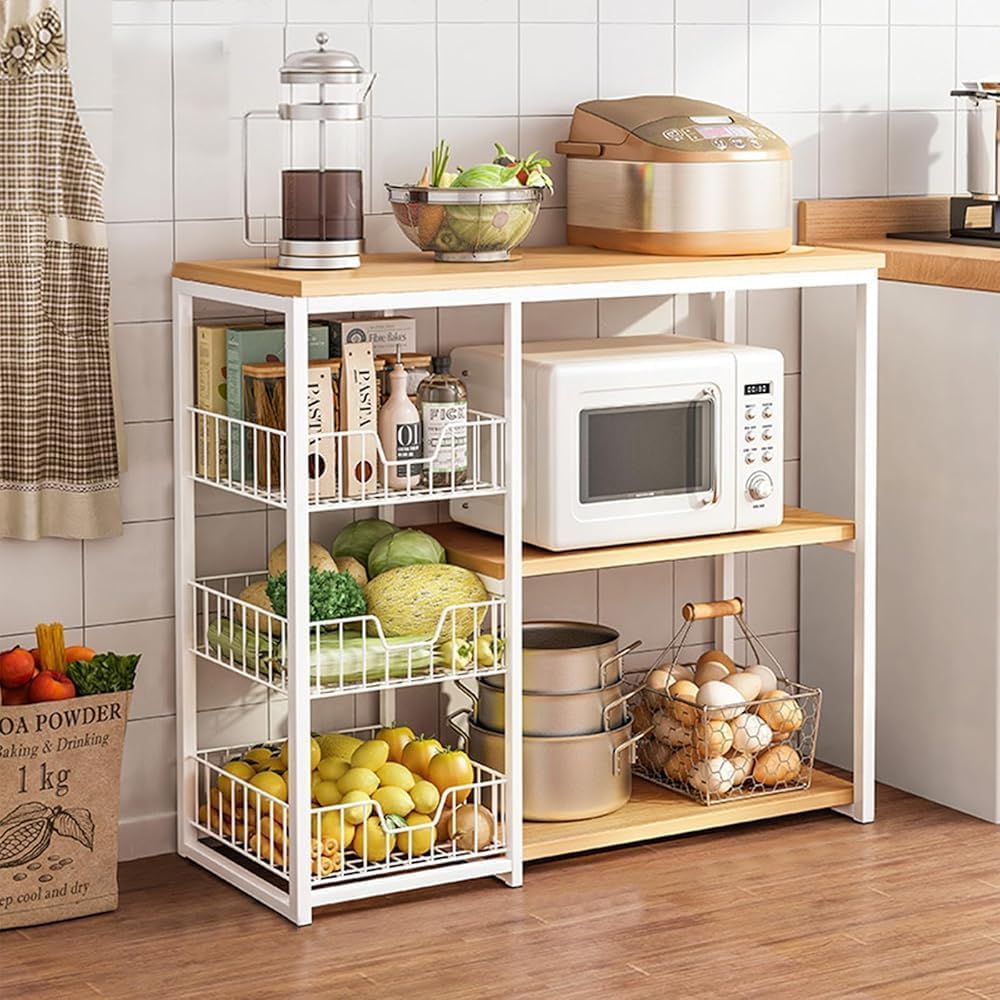 Raft de Bucătărie, suport pentru cuptorul cu microunde, cosuri de sarma, 80cm/120cm