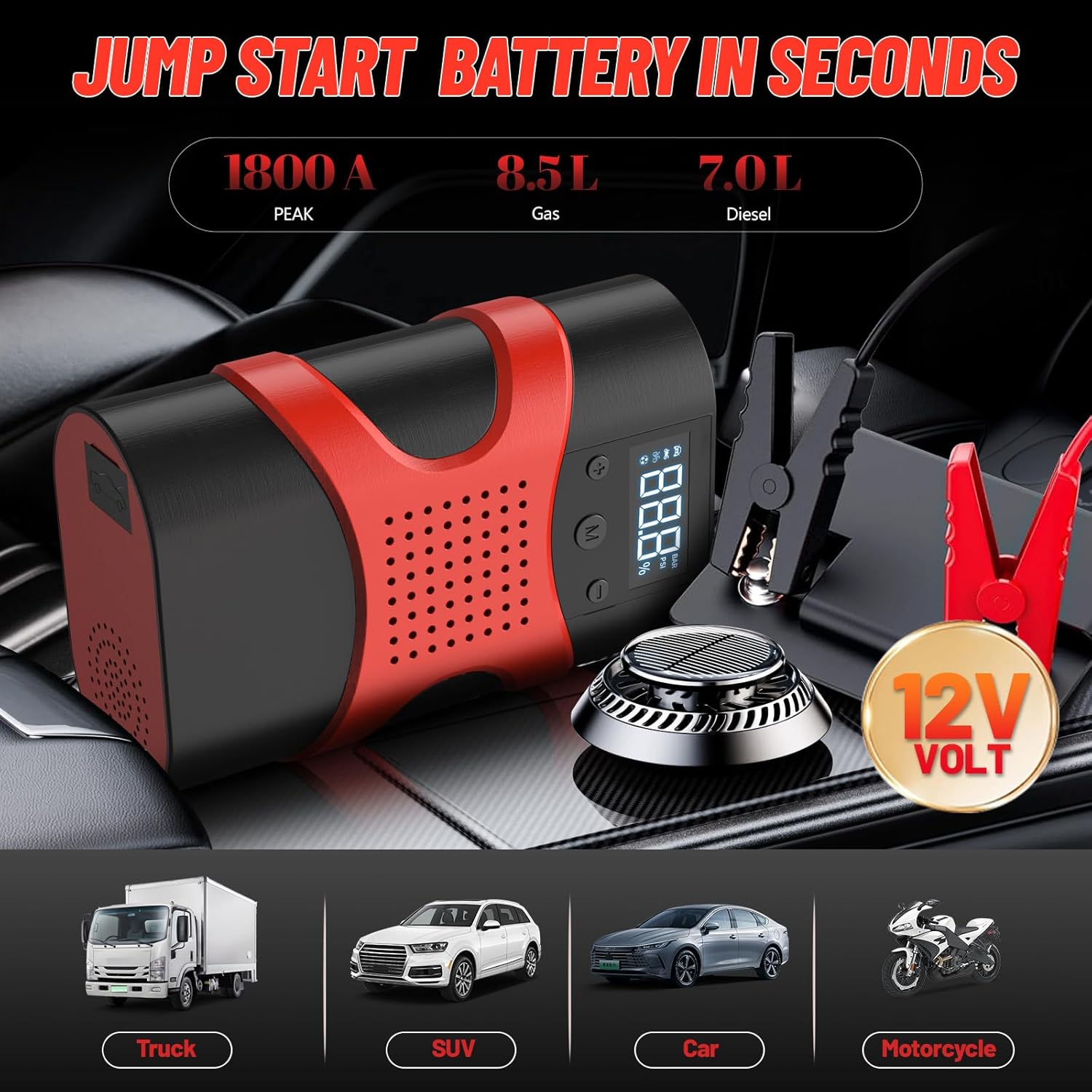 Starter auto multifunctional, portabil, 12000mAh powerbank