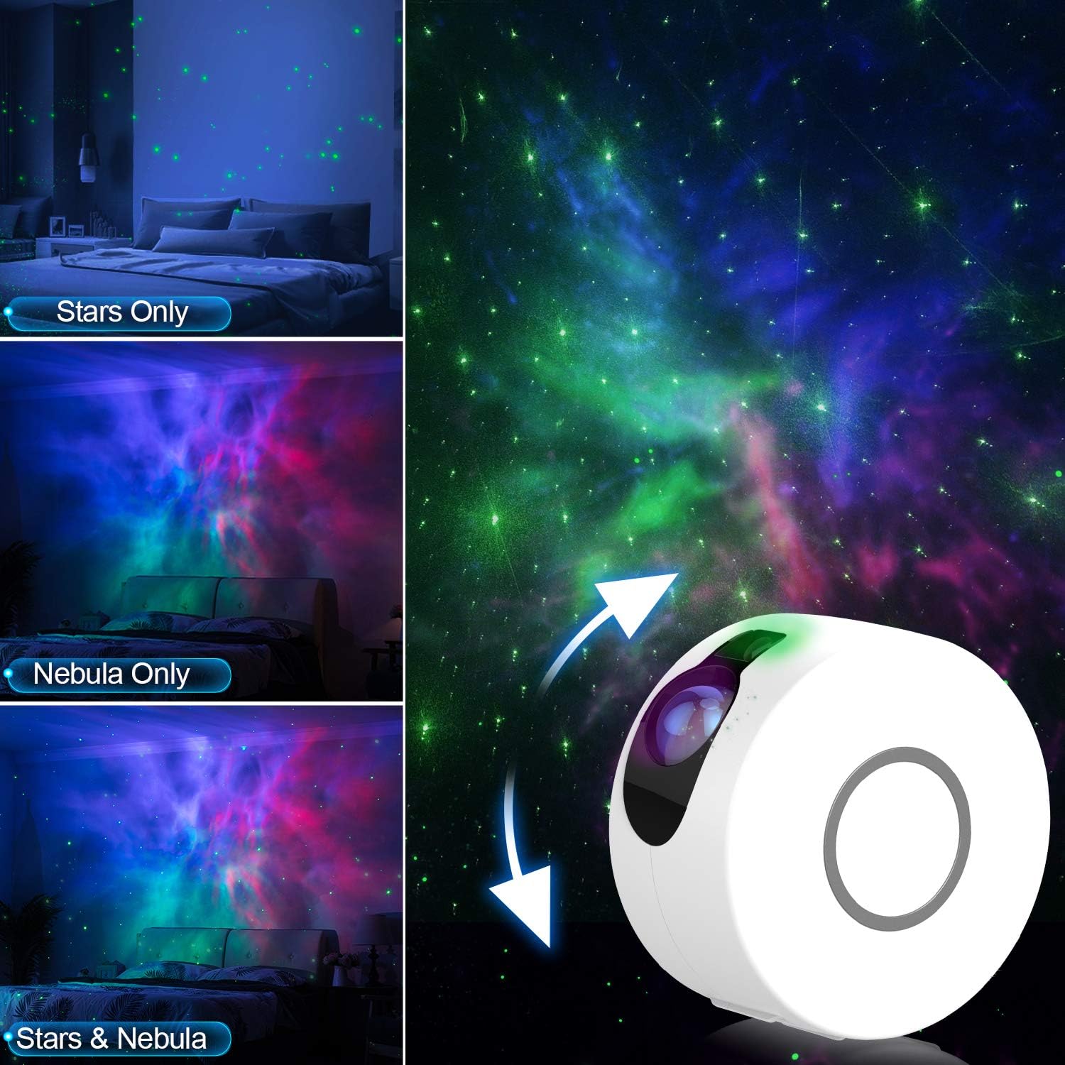 Proiector de stele LED 3D Aurora, Lampă de veghe pentru copii, Telecomanda