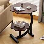 Masuta laterala multifunctionala cu 2 nivele cu cadru metalic negru 40x40x65 cm