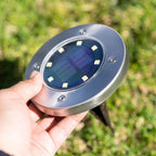 Set 4 lampi solare pentru poteca, cu 8 leduri si senzor de lumina, cu fixare in sol