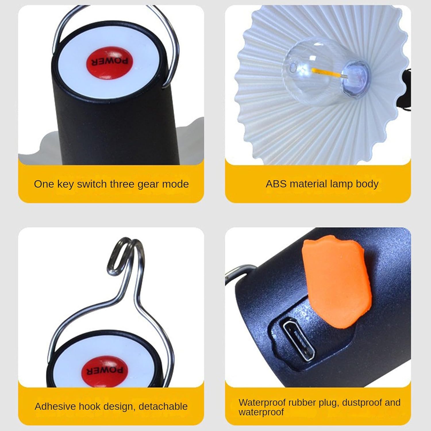 Lampă camping portabila, ghirlanda LED, rezistenta la apa, design bec oval, 5W