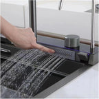 Chiuveta Bucătărie Multifunctionala Negru Grafit cu 2 Cascade, Robinet Cascada, Afisaj Digital Temperatura