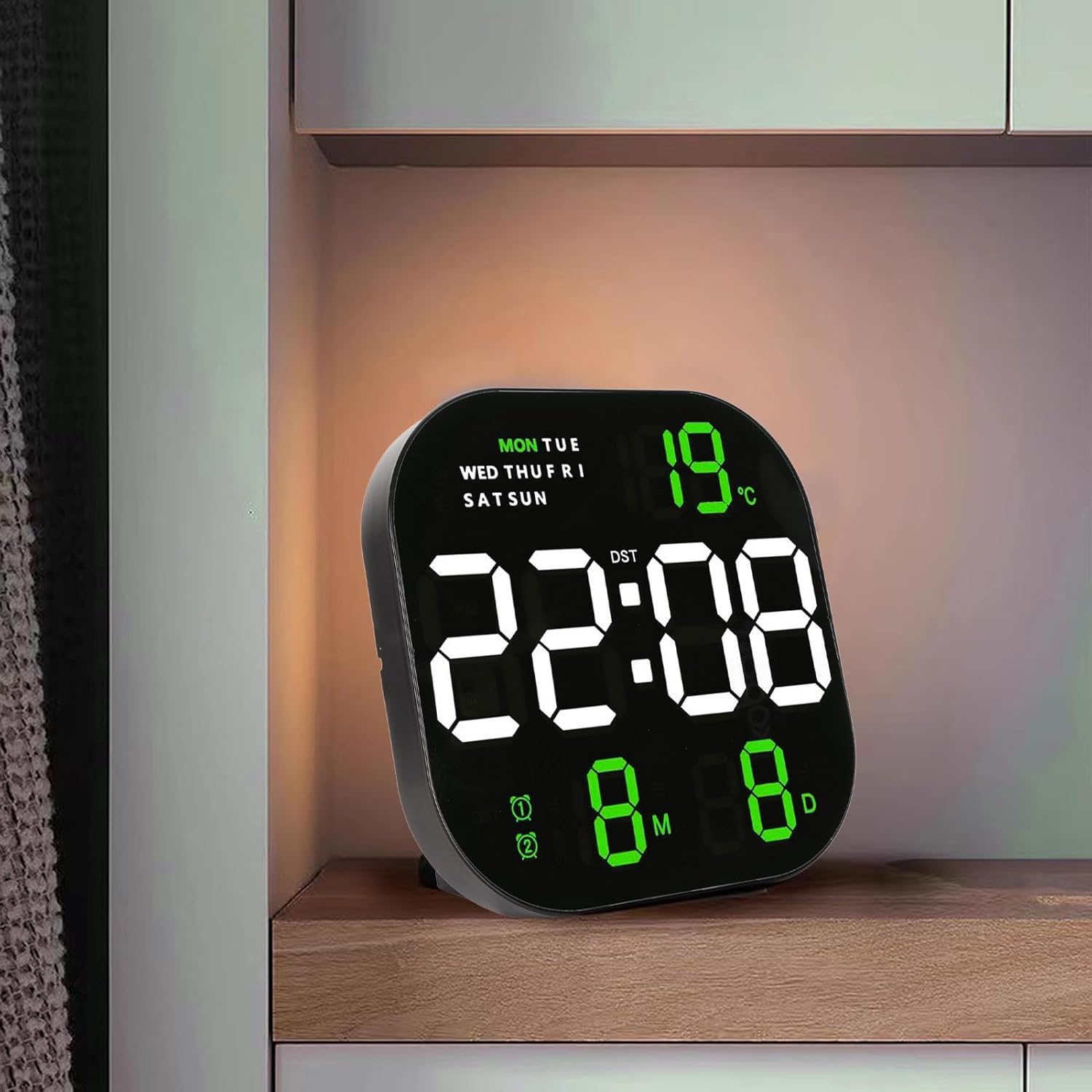 Ceas digital de birou sau perete cu telecomanda cu afisaj LED temperatura si alarma Imagine secundară a produsului