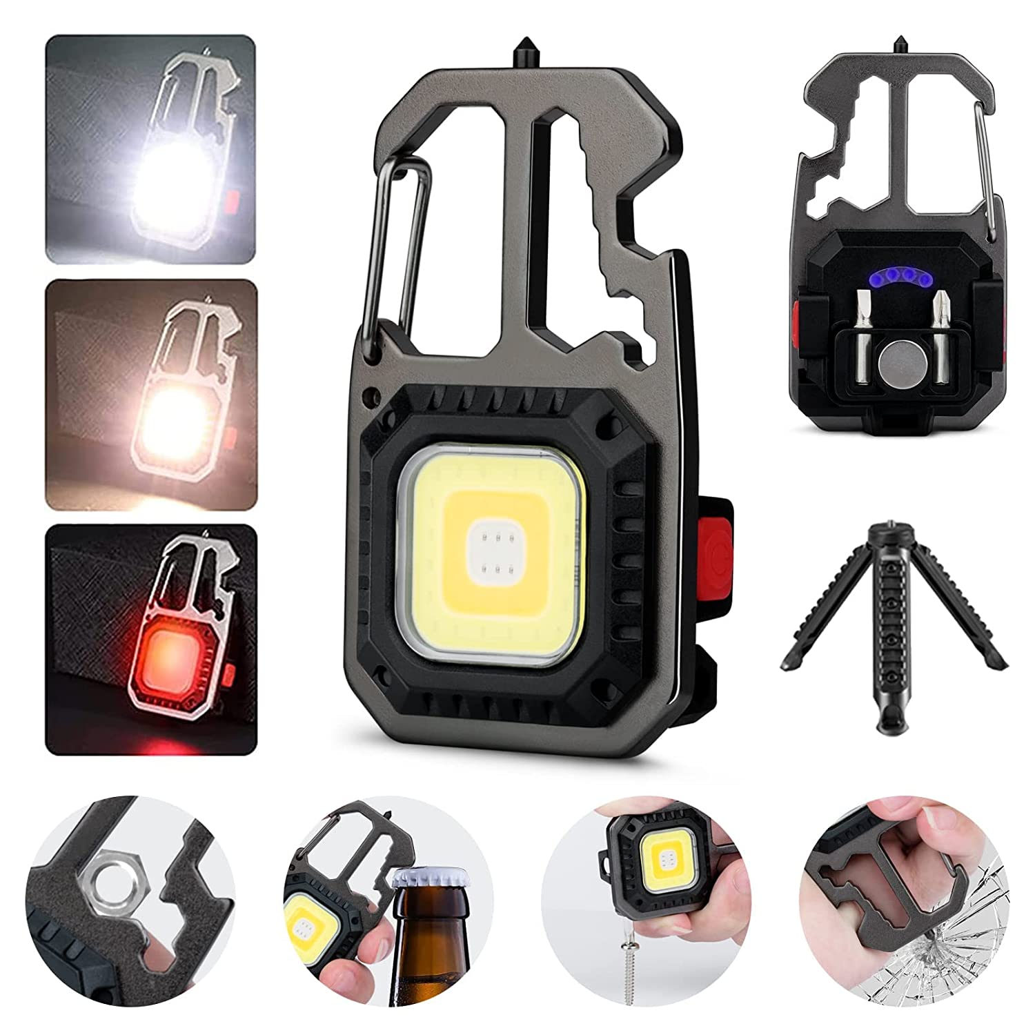 Lanterna LED tip breloc cu dispozitiv spargere geamuri, surubelnite, cheie, deschizator sticle Q-D911 Imagine principală a produsului