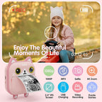 Aparat foto digital cu imprimare termica pentru copii, focalizare automata, display color de 2