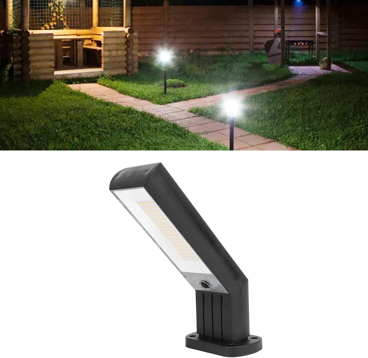 Lampă Solara LED pentru Gradina, 90 LED-uri, 3 Moduri Iluminare, Protectie IP65, Inaltime 83 cm, Culoare Negru