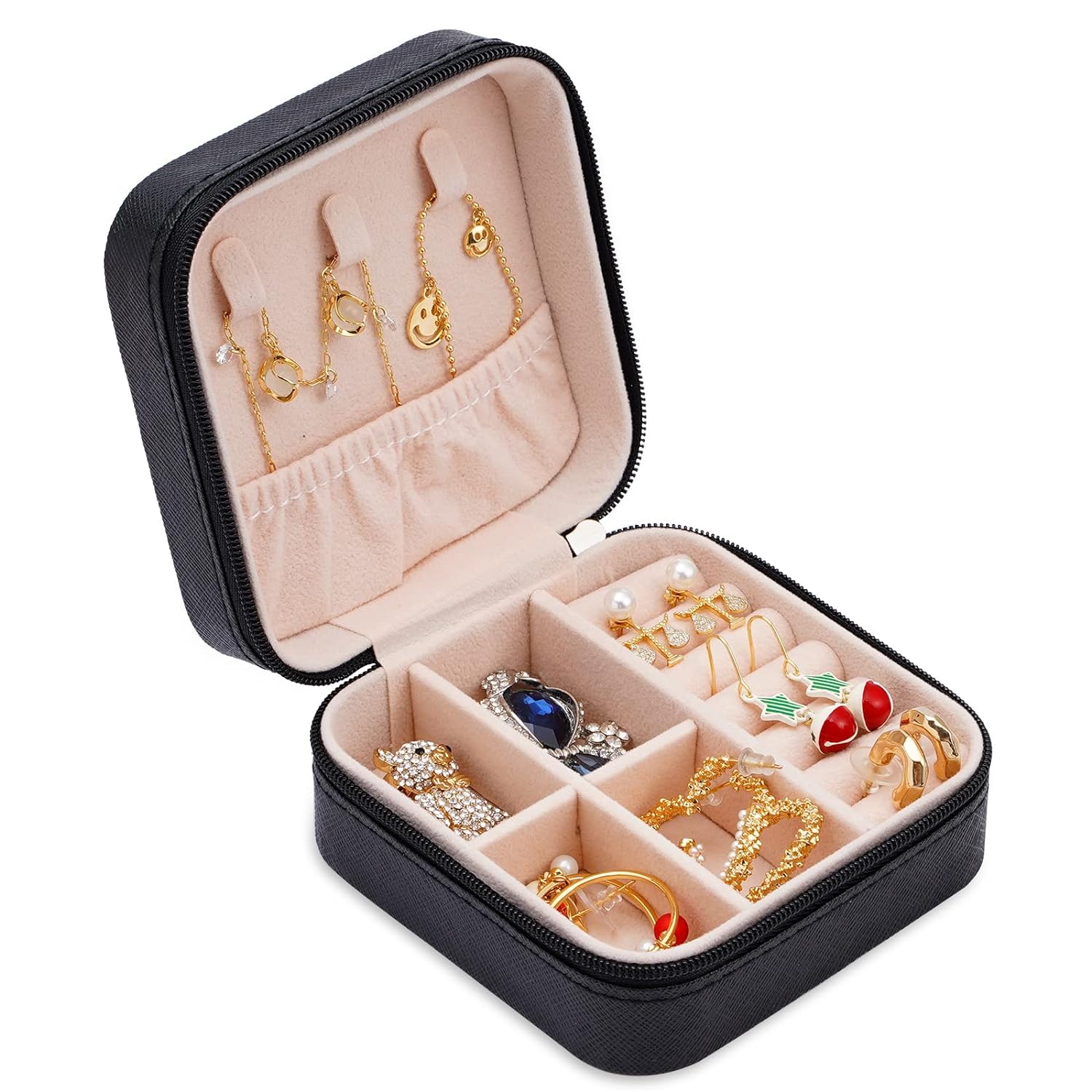 Cutie organizatoare cu fermoar pentru bijuterii 10x10x5cm