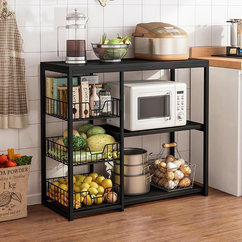 Raft de Bucătărie, suport pentru cuptorul cu microunde, cosuri de sarma, 80cm/120cm