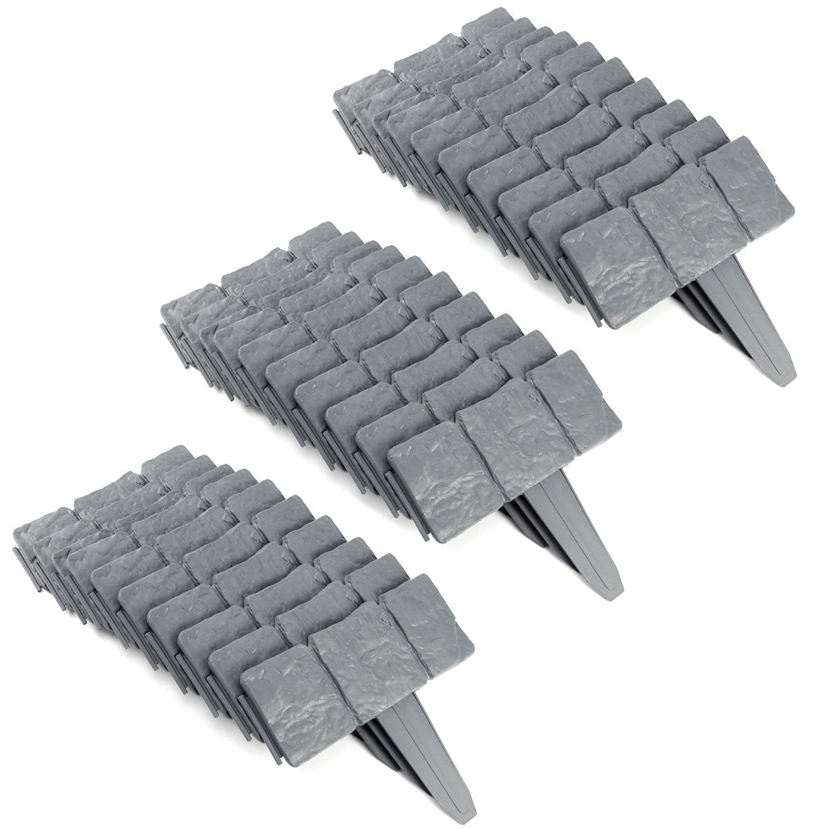 Set 10 x Bordura din plastic cu aspect de piatra, pentru gradina Imagine secundară a produsului