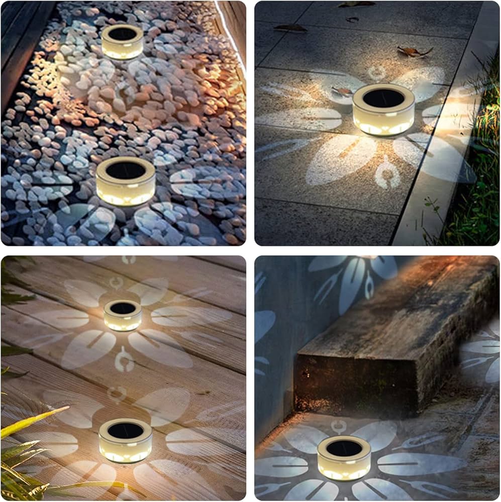 Lampă solara LED decorativa cu proiectie floare, IP65, 5W, alb rece, dimensiuni 12.5 x 6.5 cm