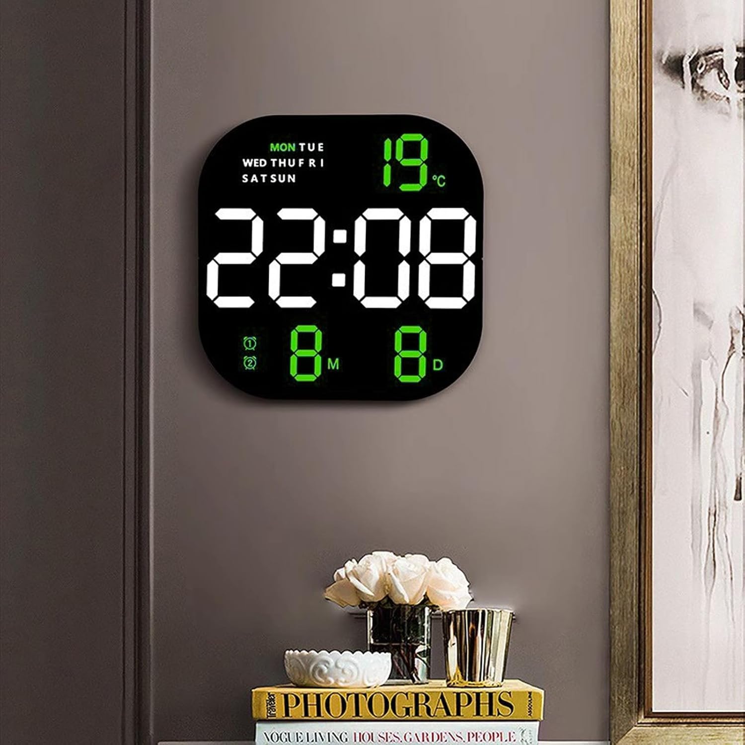 Ceas digital de birou sau perete cu telecomanda cu afisaj LED temperatura si alarma Imagine principală a produsului