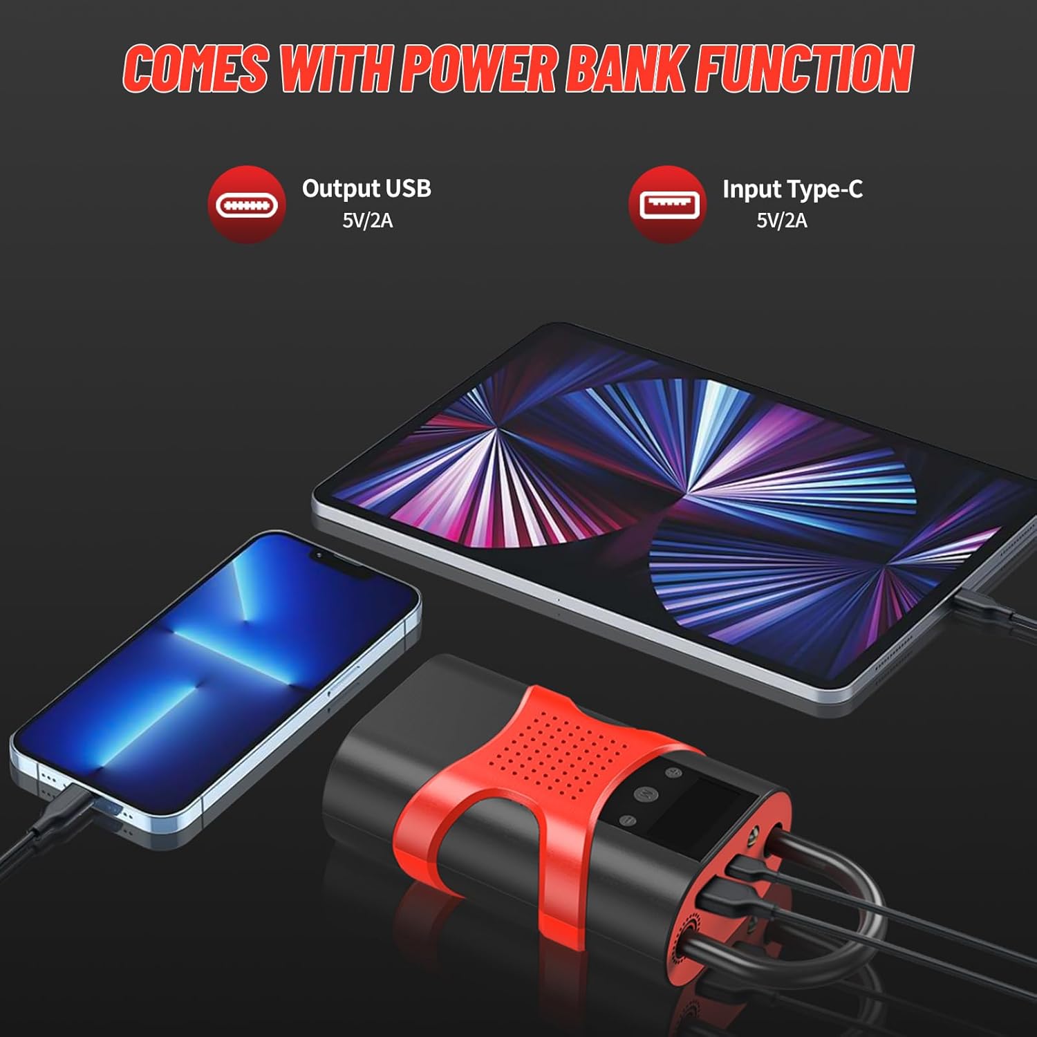 Starter auto multifunctional, portabil, 12000mAh powerbank