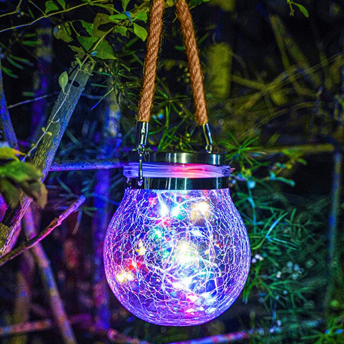 Lampă solara decorativa cu LED, model glob sticla sparta, 11.5 x 14 x 8 cm Imagine principală a produsului