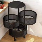 Etajera multifunctionala cu 3 rafturi metalice rotative, 60x34cm