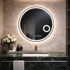 Oglindă LED Rotunda 70 cm cu Ceas, Dezaburire si Lupa Cosmetica