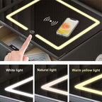 Noptiera Smart Multifunctionala, iluminare LED tactil cu 3 culori, incarcare wireless si USB