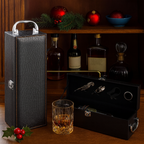 Set Cadou Cutie din Lemn pentru Sticla de Vin cu Accesorii – Elegant si Premium