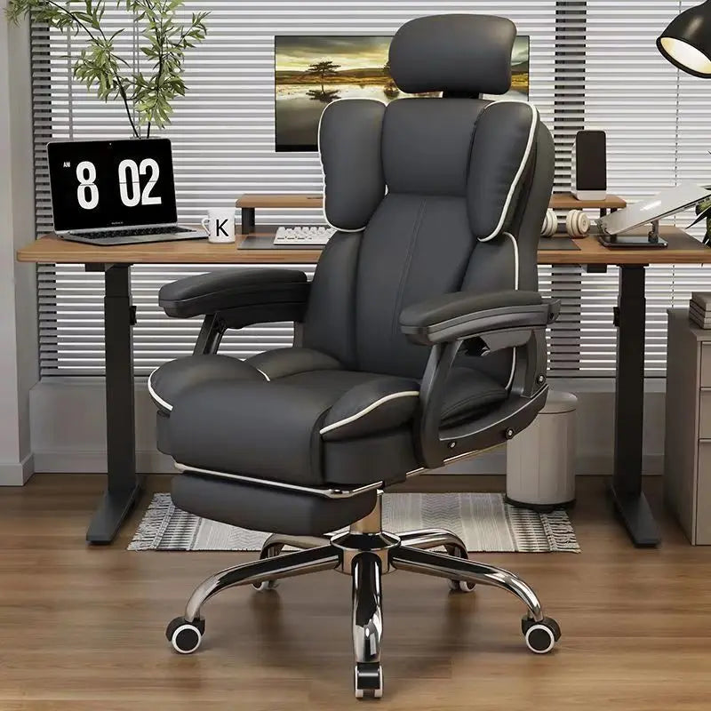 Scaun Ergonomic Directorial cu Suport Picioare Rabatabil Piele Ecologica Imagine principală a produsului