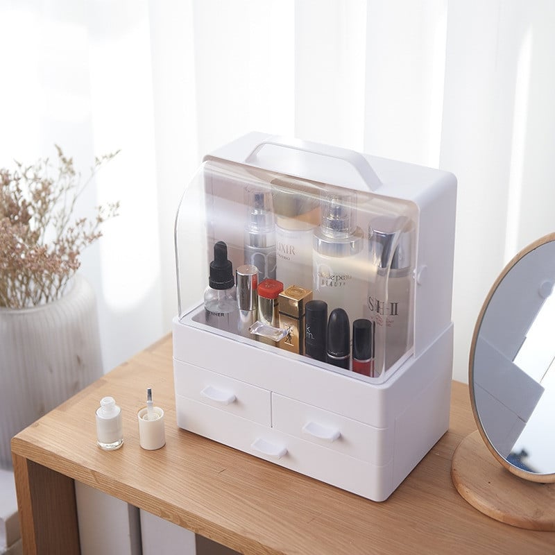 Organizator Cosmetice cu Capac Glisant Transparent si 3 Sertare Imagine principală a produsului