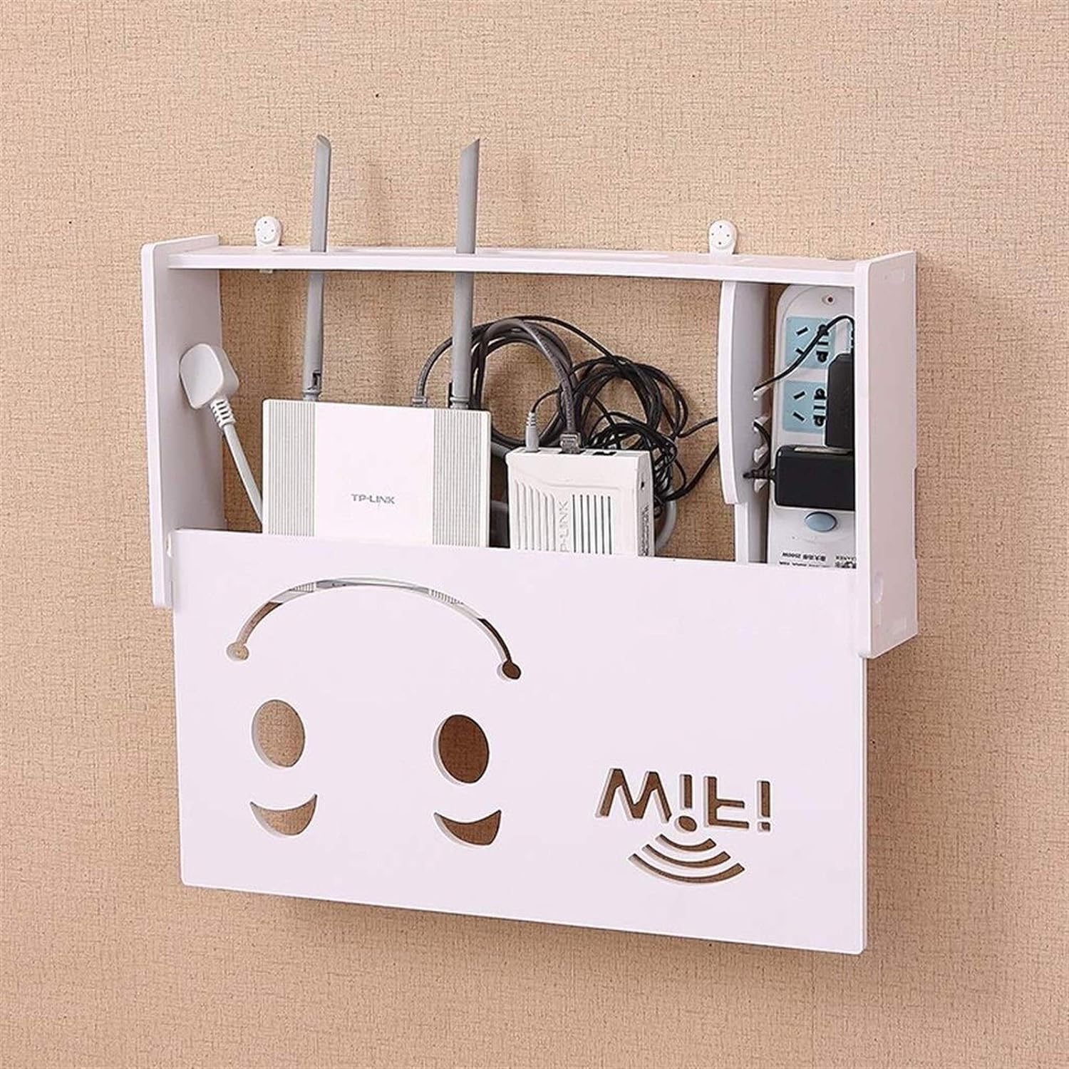 Suport router wireless pentru mascare fire si echipament WIFI, alb Imagine secundară a produsului