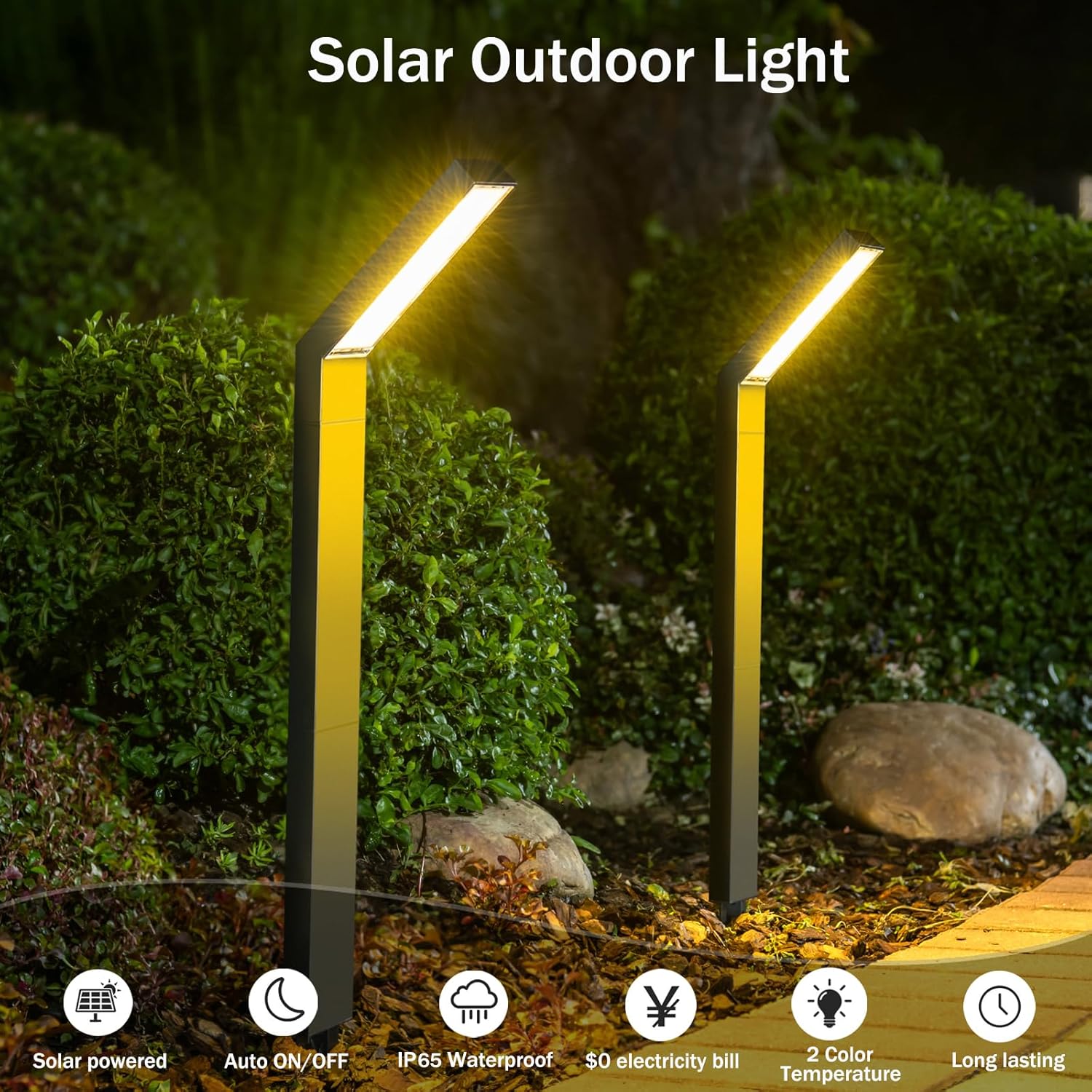 Lampă Solara LED pentru Gradina, 90 LED-uri, 3 Moduri Iluminare, Protectie IP65, Inaltime 83 cm, Culoare Negru