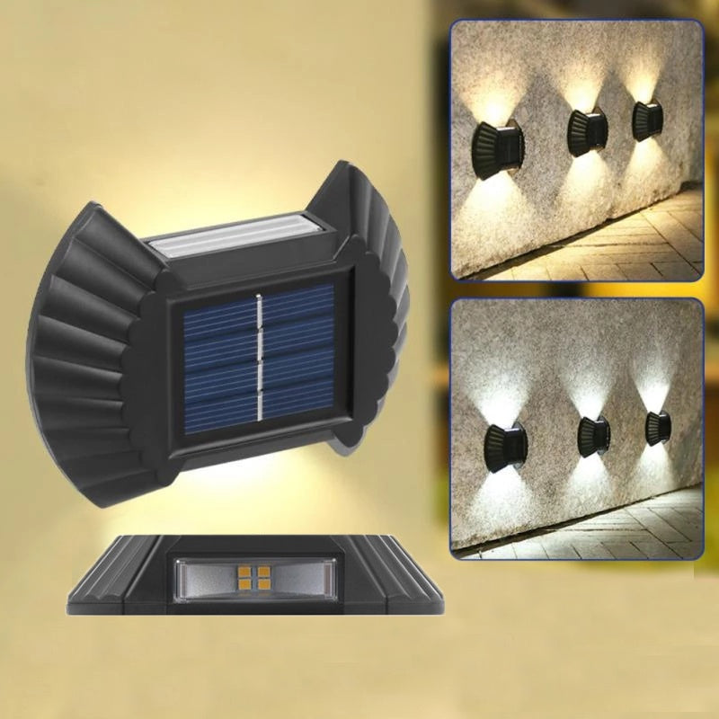 Set 4 lampi solare exterioare pentru perete, iluminare sus-jos Imagine principală a produsului