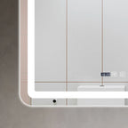 Oglindă LED pentru baie 60x80 cm, sistem Dezaburire, Senzor Touch, Ceas, Trei Tipuri de Lumina