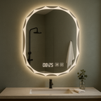 Oglindă Baie LED Ovală cu Senzor Touch, Dezaburire si Ceas – Design Modern 80 x 60 cm