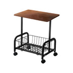 Masuta laterala tip coffee table, carucior mobil cu blat si rafturi metalic, 50x40x30 cm