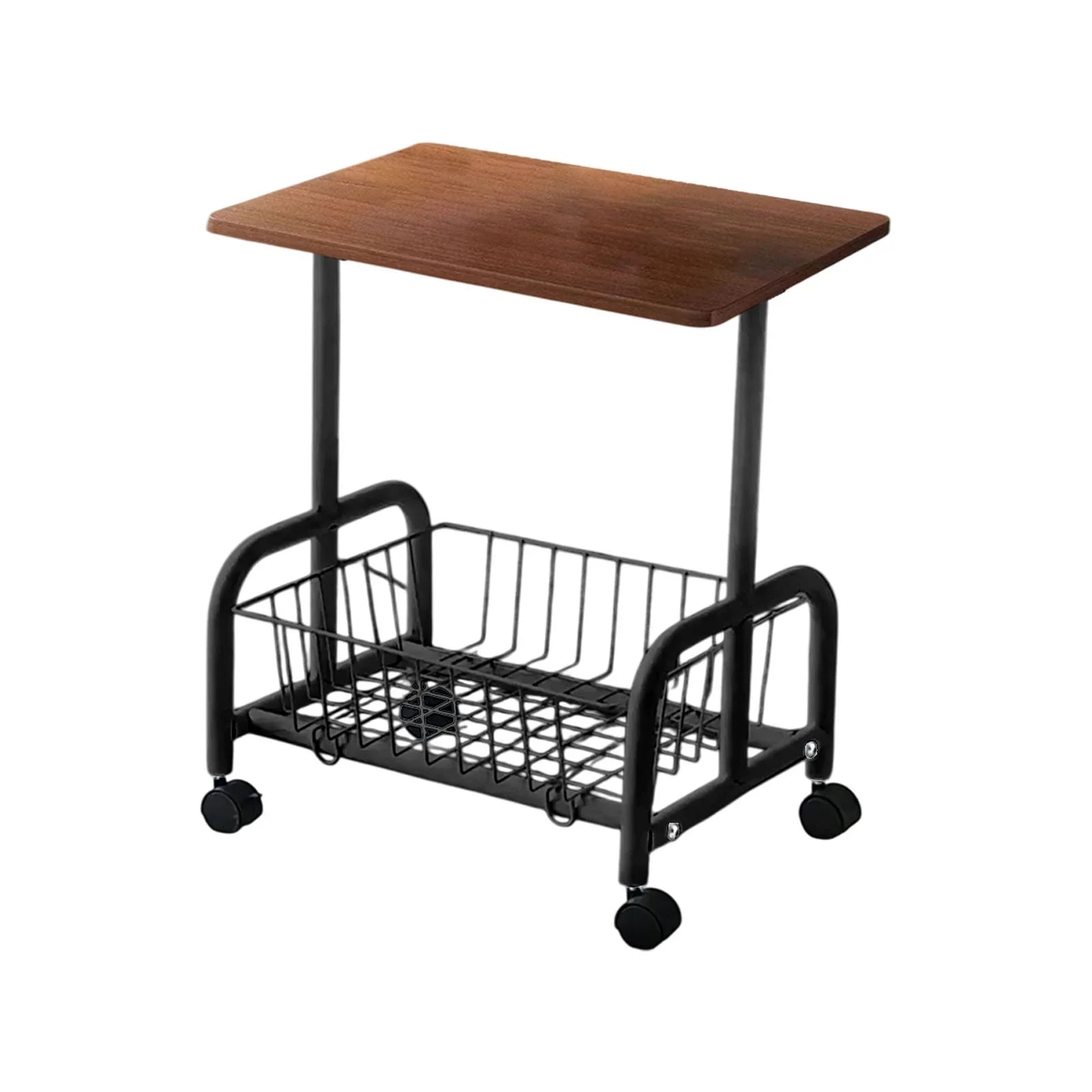 Masuta laterala tip coffee table, carucior mobil cu blat si rafturi metalic, 50x40x30 cm