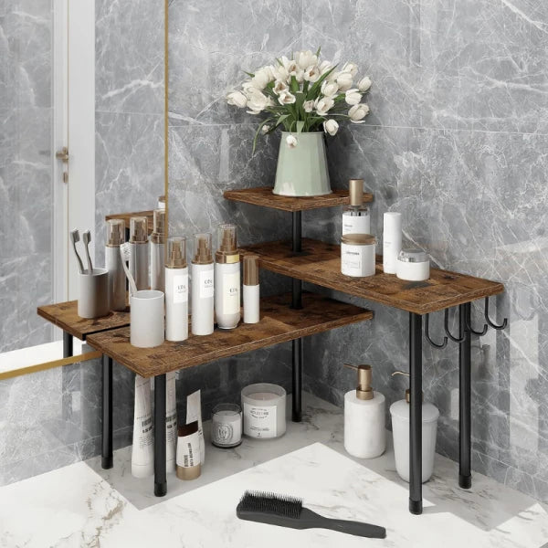 Etajera cu 3 polite din MDF, 5 picioare din metal, rotativ 180°, 66 x 17.5 x 38 cm Imagine secundară a produsului