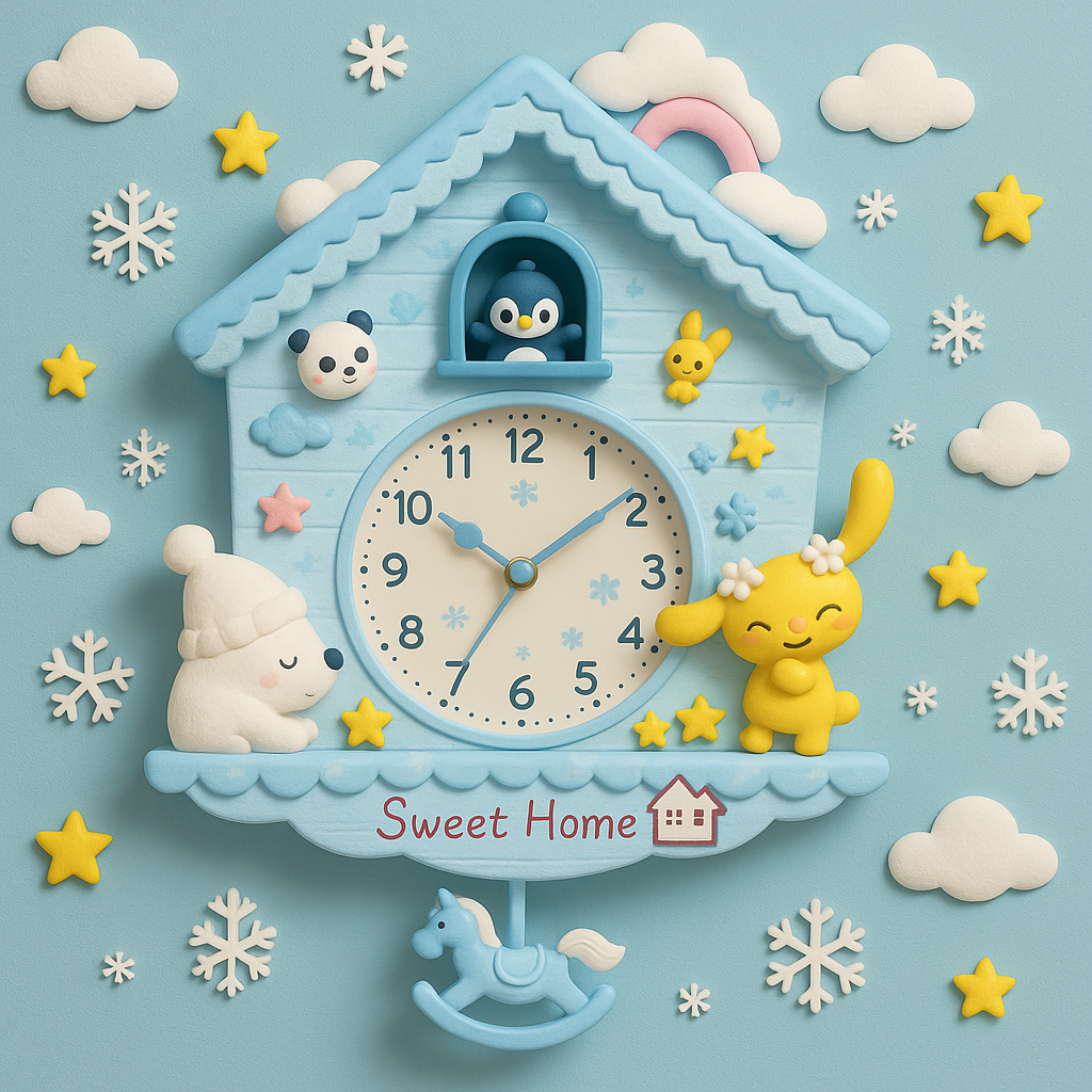 Ceasuri decorative de perete pentru camera copiilor – modele Sweet Home si Welcome Home (36 x 30 cm) Imagine secundară a produsului