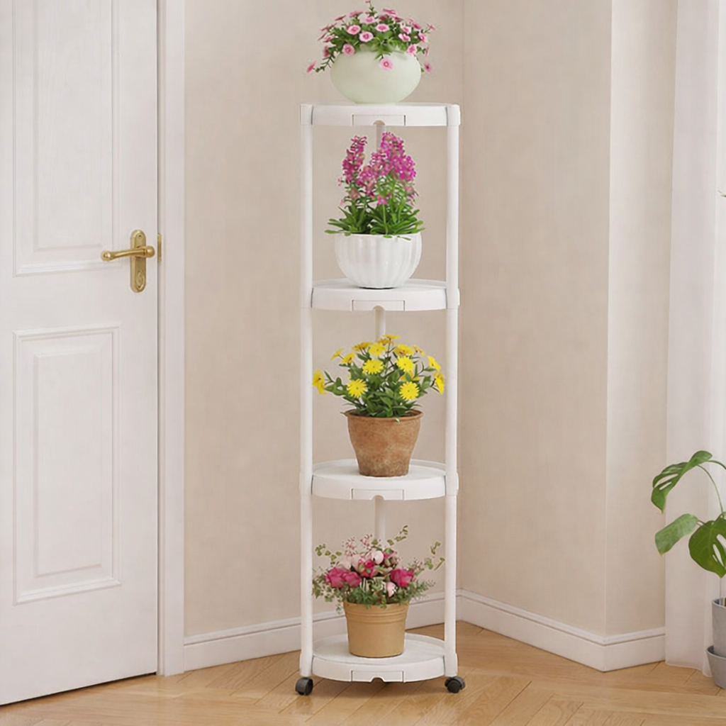 Suport multifunctional pentru flori si plante cu 4 niveluri pe roti 132 cm Imagine secundară a produsului