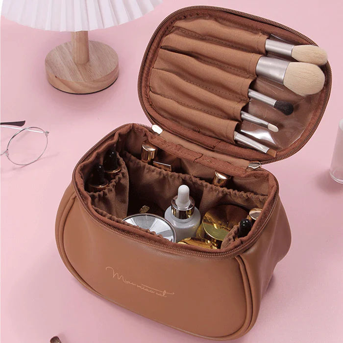 Geanta cosmetica, din piele PU, cu maner, 21 X 14 X 14cm, impermeabila Imagine secundară a produsului