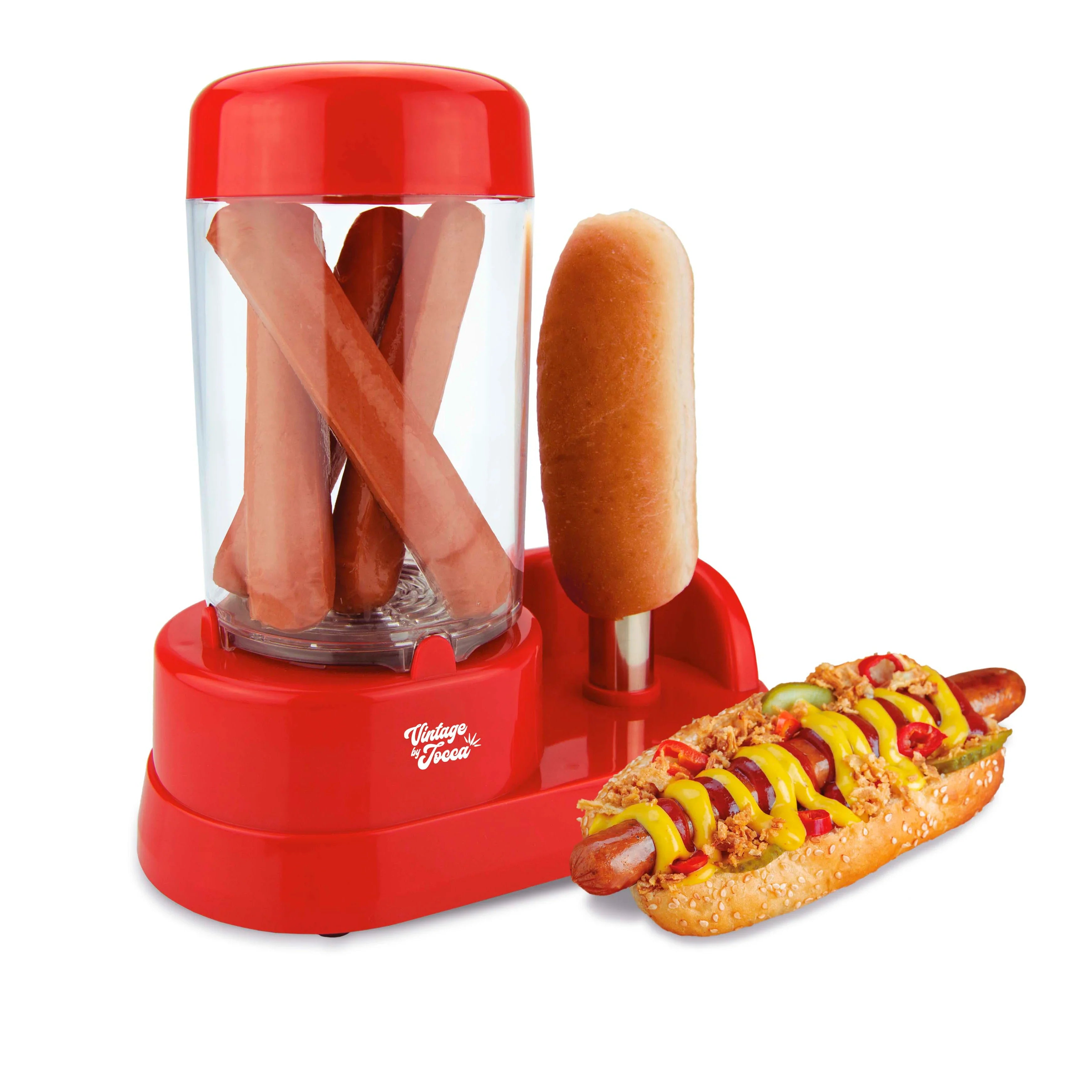 Aparat pentru preparat Hot Dog, 450W, Rosu pentru Bucătărie Practică