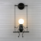 Lampă metalica retro industriala tip humanoid, soclu E27, diverse modele