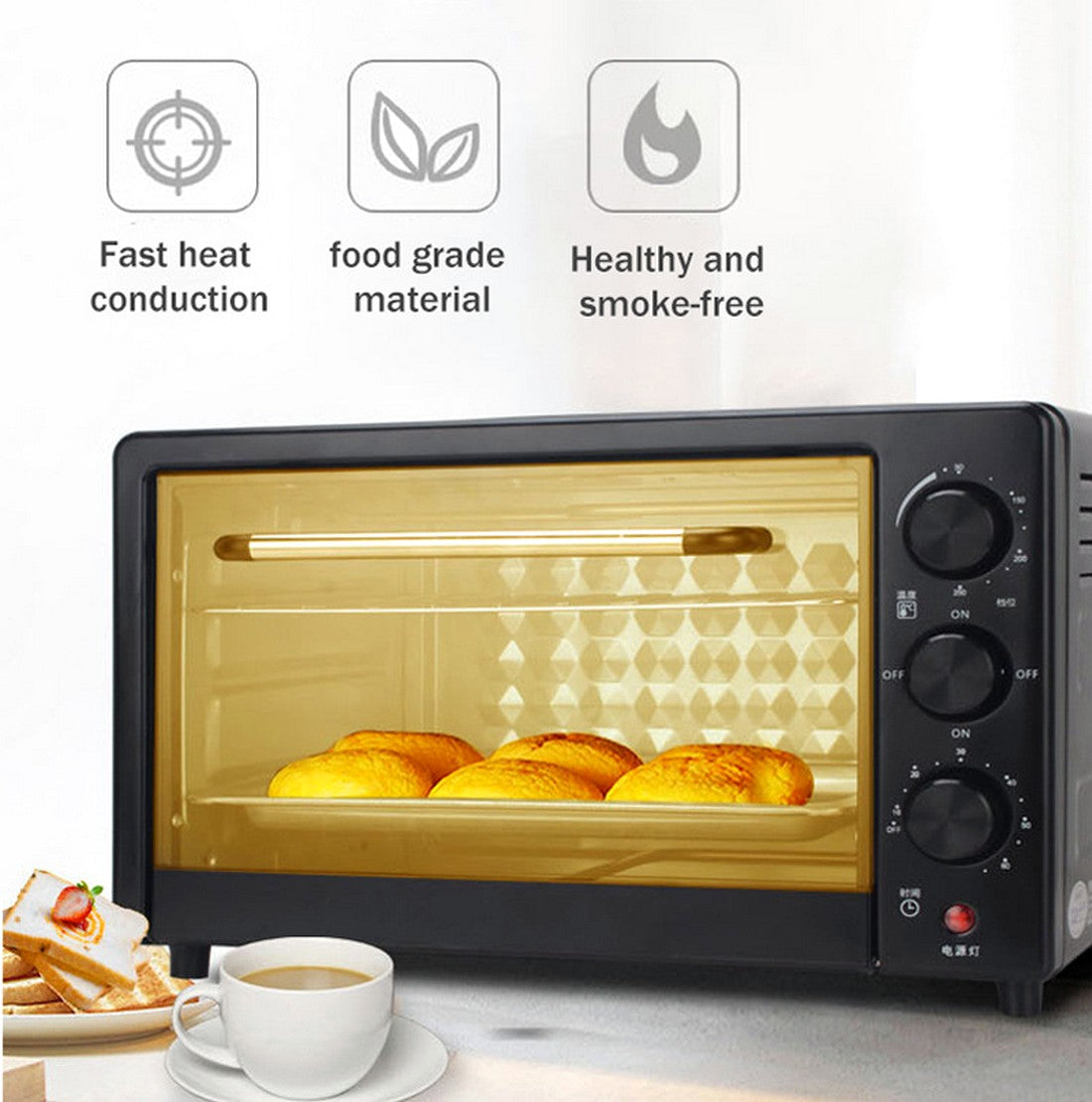 Cuptor Electric de Bucătărie 2600W – Leihmann 48L, Tava de Copt, Gratar