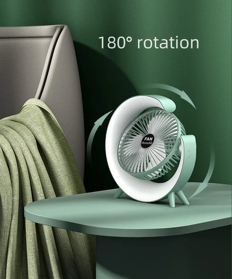 Mini ventilator de birou rotund cu LED RGB pentru Casă Modernă