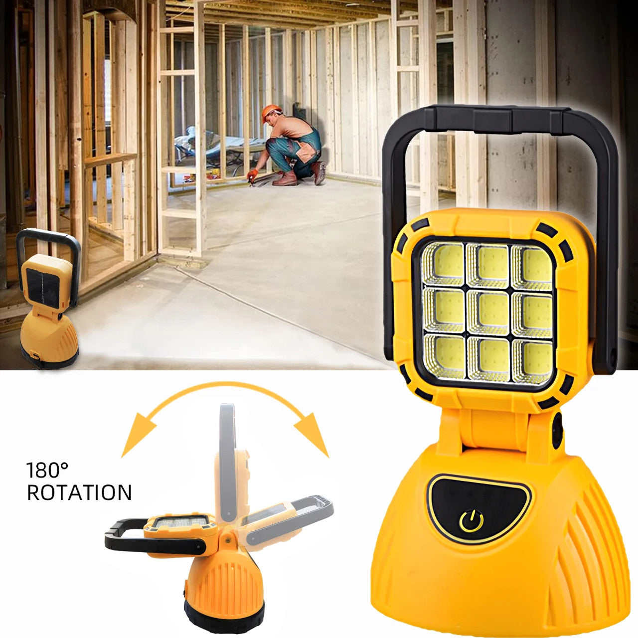 Lanterna portabila multifunctionala cu incarcare solara si reincarcabila prin USB, cu lumina de lucru ajustabila