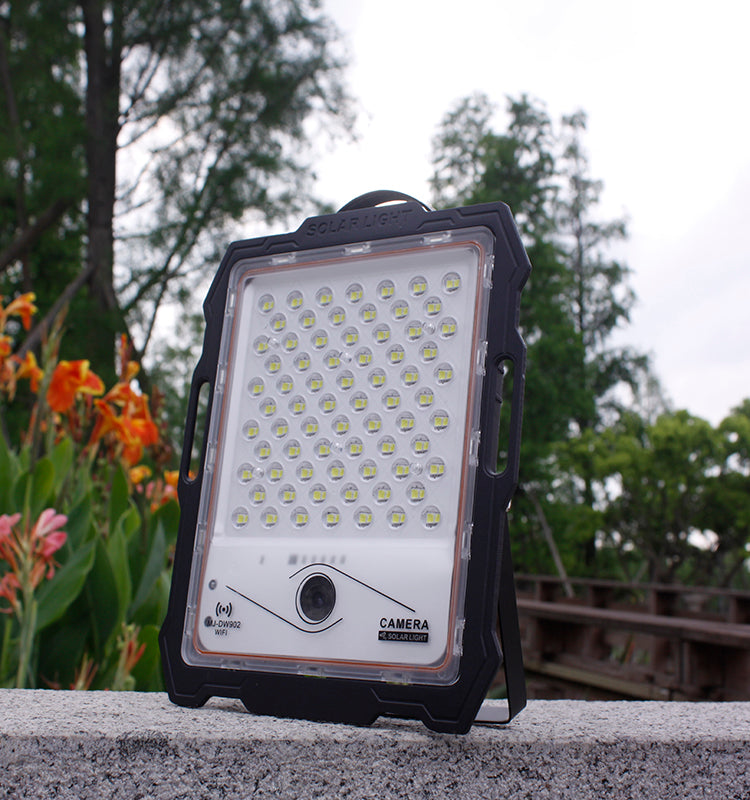 Proiector LED cu panou solar si camera WIFI, 100W-300W, 82-236 LED-uri, lumina alba, telecomanda