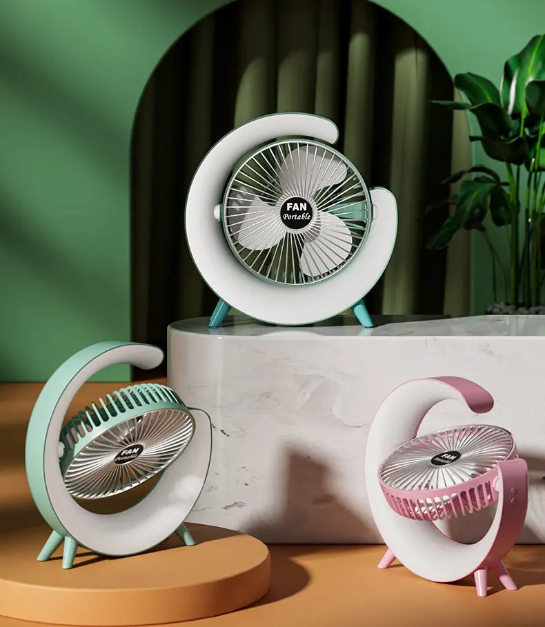 Mini ventilator de birou rotund cu LED RGB pentru Casă Modernă