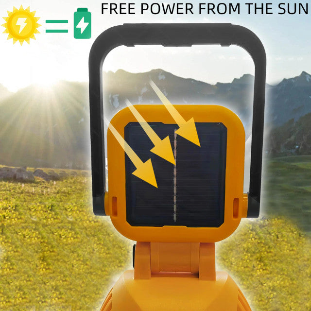Lanterna portabila multifunctionala cu incarcare solara si reincarcabila prin USB, cu lumina de lucru ajustabila