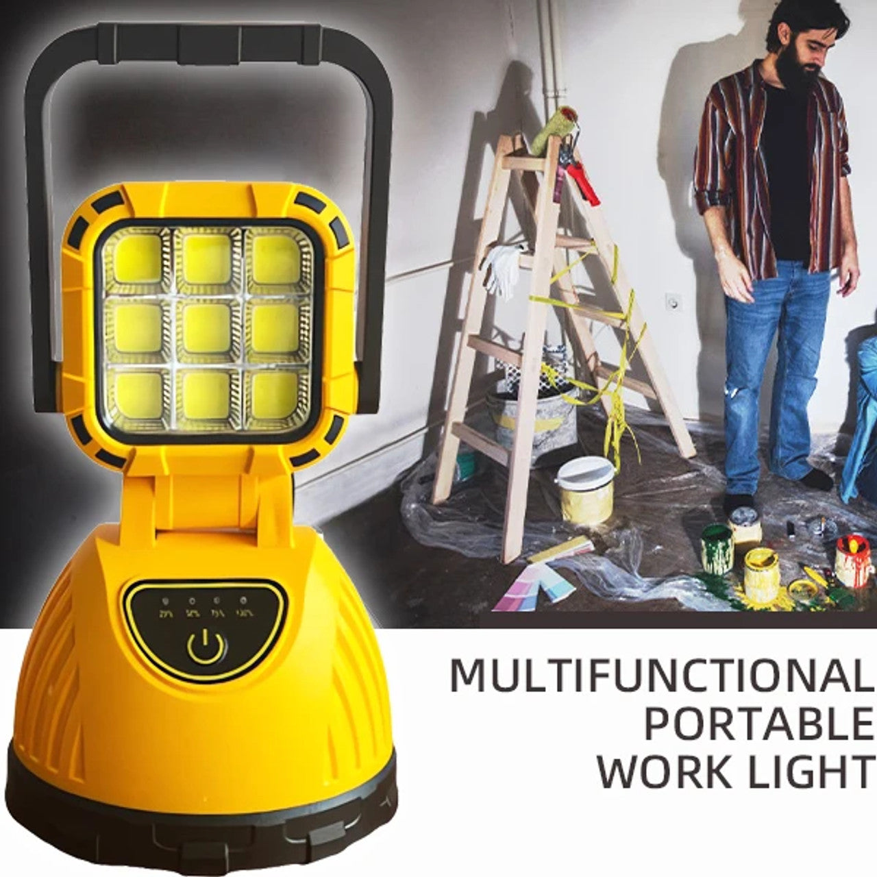 Lanterna portabila multifunctionala cu incarcare solara si reincarcabila prin USB, cu lumina de lucru ajustabila