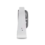 Ventilator cu incarcare solara, 15/20 cm, cu 2 becuri incluse, functie de powerbank, din ABS, cu USB, alb/gri