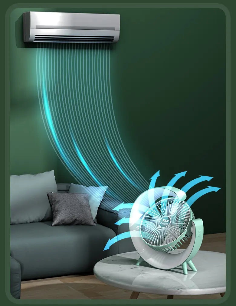 Mini ventilator de birou rotund cu LED RGB pentru Casă Modernă