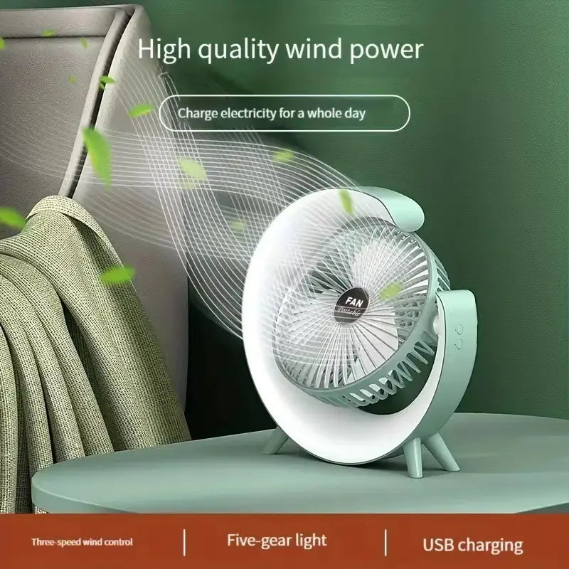Mini ventilator de birou rotund cu LED RGB pentru Casă Modernă