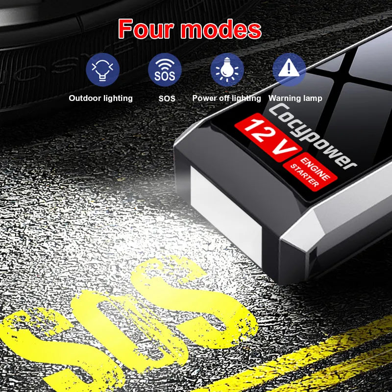 Robot Pornire Auto Portabil 600A, Jump Starter 12V cu Acumulator 6000mAh, Ecran LCD si Port USB