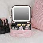 Geanta Cosmetica Pentru Make-up cu Oglindă LED cu Touch, 26x23x11 cm